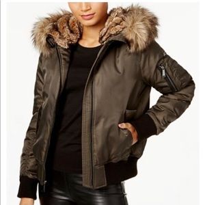BCBGeneration faux fur trim bomber coat!